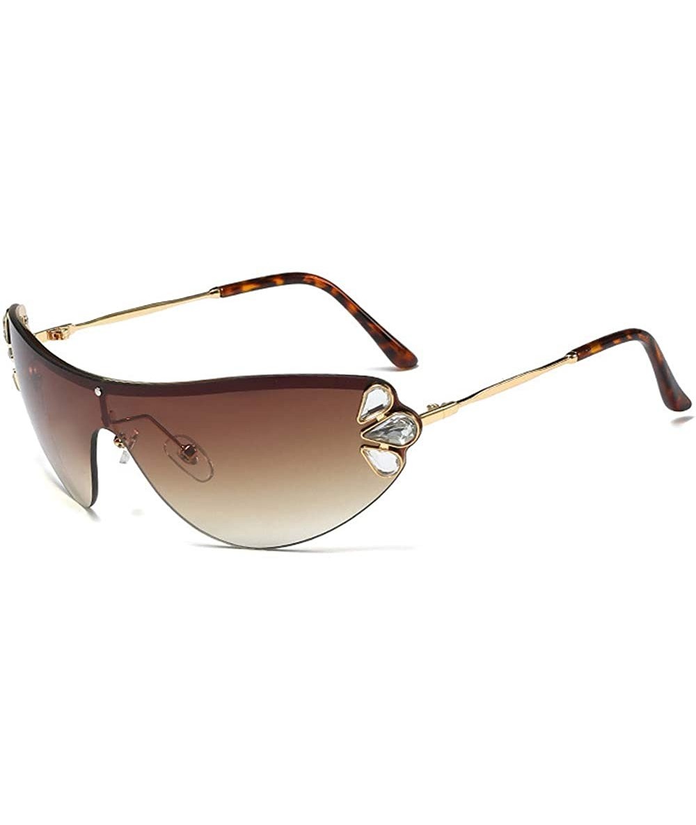 Wrap Retro Wrap sunglasses for women Diamond sunglasses oversized sunglasses UV400 Provection - 4 - CC1907WDHEX $37.57