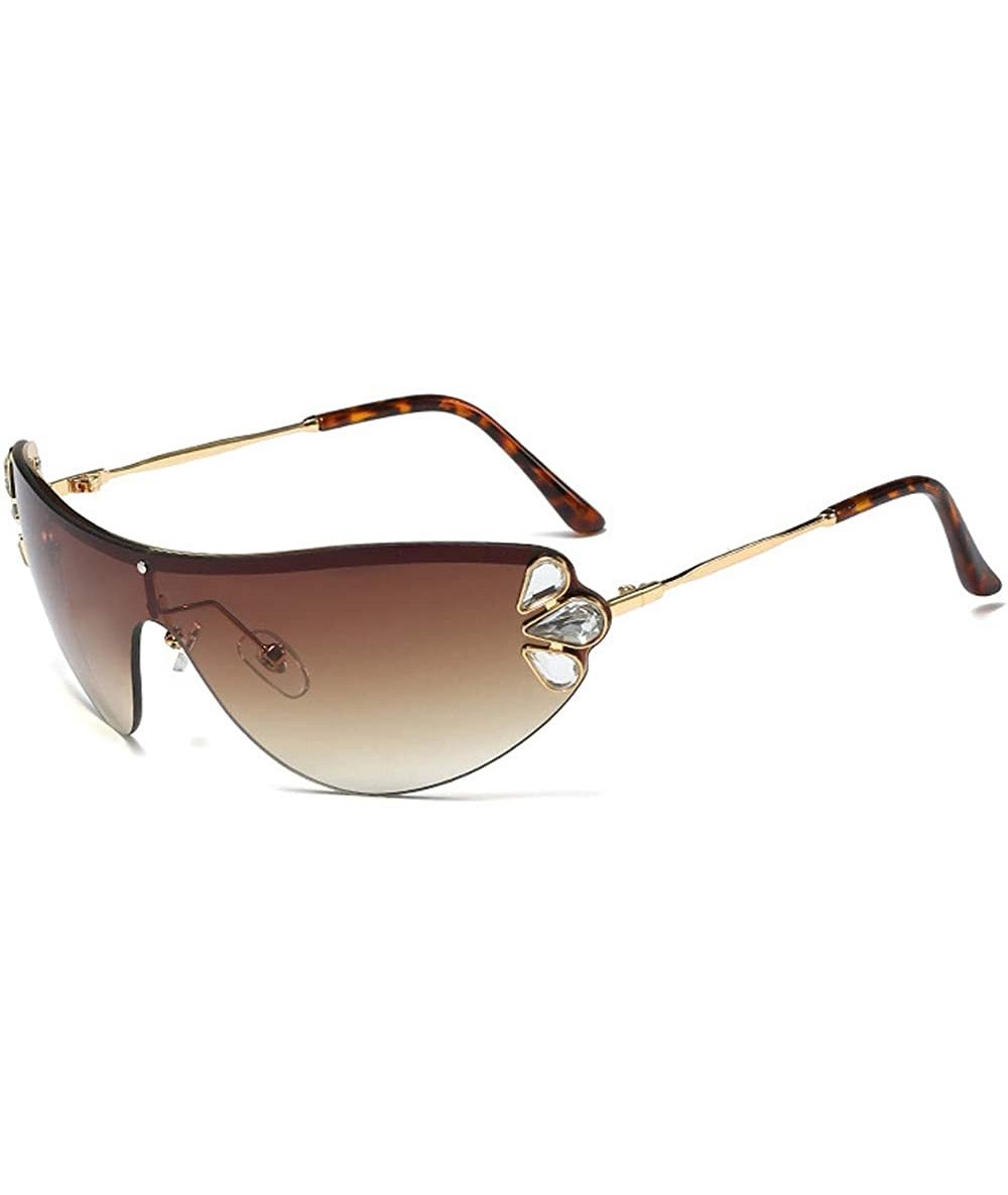 Wrap Retro Wrap sunglasses for women Diamond sunglasses oversized sunglasses UV400 Provection - 4 - CC1907WDHEX $16.17