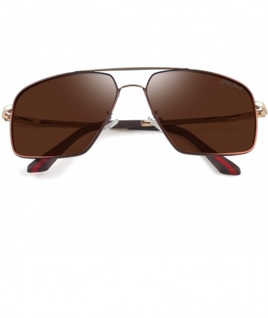 Aviator New Fashion Metal Frame Polarized Square Sunglasses for Men and Women - Brown - C018RAQKXCL $18.36