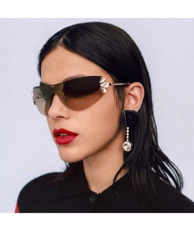 Wrap Retro Wrap sunglasses for women Diamond sunglasses oversized sunglasses UV400 Provection - 4 - CC1907WDHEX $16.17