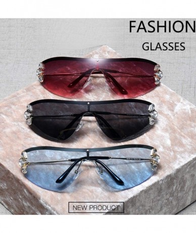 Wrap Retro Wrap sunglasses for women Diamond sunglasses oversized sunglasses UV400 Provection - 4 - CC1907WDHEX $16.17
