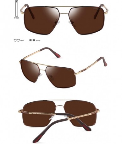 Aviator New Fashion Metal Frame Polarized Square Sunglasses for Men and Women - Brown - C018RAQKXCL $18.36