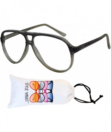 Aviator A121 Turbo Aviator Oversized Clear lens Glasses Sunglasses - B3412f Crystal Grey-clear - C618UK3OILS $17.42