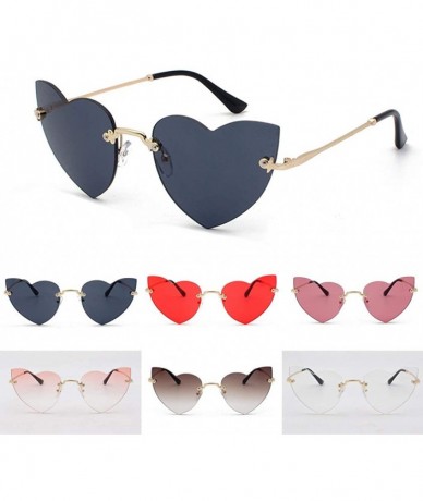 Semi-rimless Heart Shaped Rimless Sunglasses Candy Color Eyewear Lightweight Sunglasses Mirrored Lens Fashion Goggle Eyewear ...