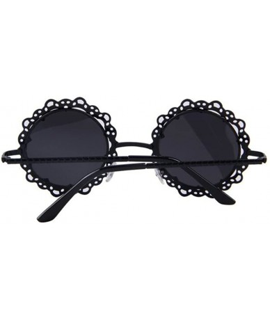 Goggle Women Hollow Out Round UV400 Sunglasses Vintage Retro Lace Flower Glasses - Black - C117YA3RDQ4 $11.60