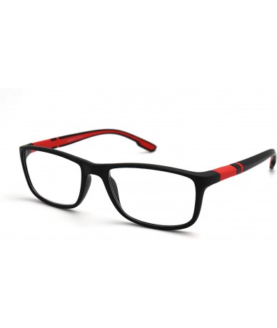 Rectangular Soft Matte Black w/ 2 Tone Reading Glasses Spring Hinge 0.74 Oz - Z1 Matte Black Matte Red - CZ18T4AX54O $18.49