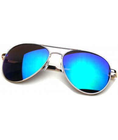 Aviator Flash Mirrored Lens Premium Metal Frame Aviator Sunglasses - Gold - CW11V1KVZZ9 $21.20