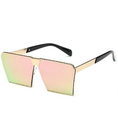 Goggle Women Men Sunglasses Oversized Retro Square Glasses Metal Frame - Pink - C518CRQKELL $9.98
