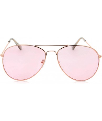 Aviator Slim Modern Color Tone Metal Aviator Sunglasses - Pink - CL18KNQY0UU $13.40