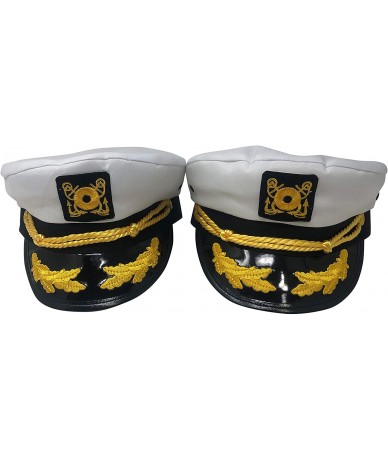 Aviator Authentic White Yacht Skipper Sailor Captain's Hat with Silver Aviator Sunglasses 2 Pack - CT195OTAMN7 $31.33