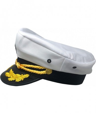 Aviator Authentic White Yacht Skipper Sailor Captain's Hat with Silver Aviator Sunglasses 2 Pack - CT195OTAMN7 $17.60