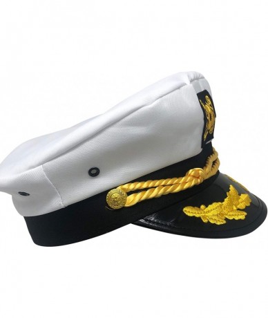 Aviator Authentic White Yacht Skipper Sailor Captain's Hat with Silver Aviator Sunglasses 2 Pack - CT195OTAMN7 $17.60