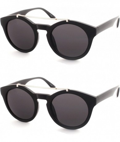 Round Round Sunglasses With Metal Bridge P2402 - 2 Pcs Black-smoke & Black-smoke - CG12JSUTRV7 $33.55