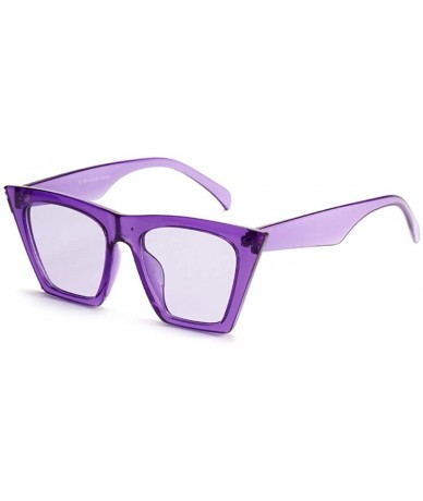 Cat Eye Flat Top Sunglasses Women Candy Color Cat Eye Sun Glasses For Men Accessories - Purple - CF18L0L6WL5 $20.19