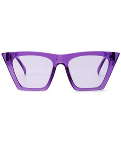 Cat Eye Flat Top Sunglasses Women Candy Color Cat Eye Sun Glasses For Men Accessories - Purple - CF18L0L6WL5 $9.34