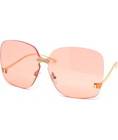 Square Womens Exposed Lens Rimless Down Temple Swan Sunglasses - Gold Red - C618WQMAI83 $14.12