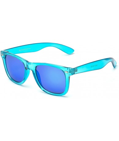 Cat Eye Retro 80's Fashion Sunglasses - Colorful Neon Translucent Frame - Mirrored Lens - CH19659ADWI $10.41