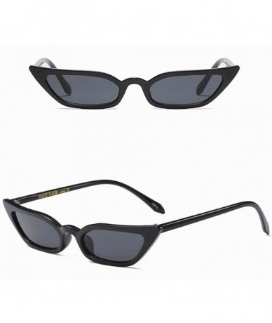 Rimless Small Frame Skinny Cat Eye Sunglasses for Women Mini Narrow Square Cateye Sun Glasses UV Protection Retro Eyewear - C...