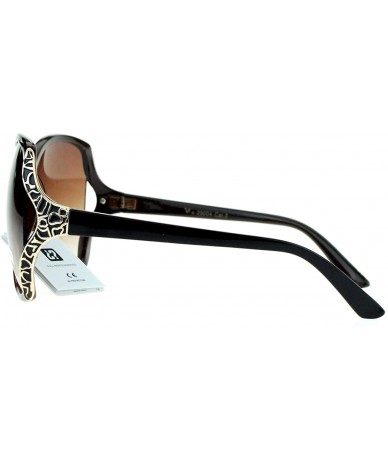 Square Womens Oversized Fashion Sunglasses Big Square Frame UV 400 Protection - Brown - CL125JF4ON1 $12.37