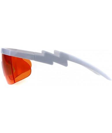 Shield Flat Top Crooked Bolt Arm Goggle Style Pop Color Lens Shield 80s Sunglasses - White Orange - CA18DSS656A $13.19