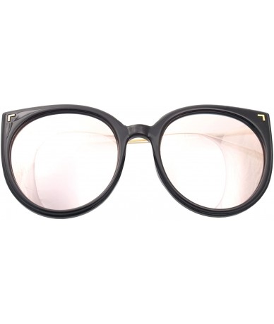 Cat Eye Women Oversized Cat Eye Sunglasses Eyewear - Black Frame/Pink Mirrored Lens 80225 - CJ18CRNXU6G $8.65