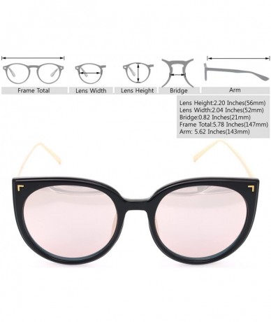 Cat Eye Women Oversized Cat Eye Sunglasses Eyewear - Black Frame/Pink Mirrored Lens 80225 - CJ18CRNXU6G $8.65