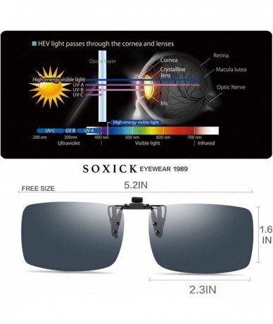 Square Polarized Clip On Sunglasses for Unisex Anti Glare Driving Glasses for Prescription Glasses E309 - Black - CS18RMISZWD...