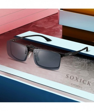 Square Polarized Clip On Sunglasses for Unisex Anti Glare Driving Glasses for Prescription Glasses E309 - Black - CS18RMISZWD...