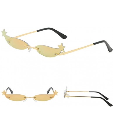 Semi-rimless Fashion Man Women Irregular Shape Sunglasses Vintage Retro Style Glasses Lightweight Sun Glasses Eyewear - F - C...