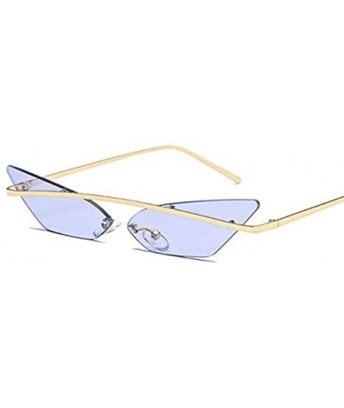 Rimless Narrow Cat Eye Rimless Sunglasses Women Vintage Designer Men Eyewear Shades Sun Glasses - Blue - C218Y8AKUWE $29.68