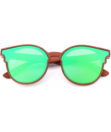 Aviator Women Wood Sunglasses Lady Retro Cateye Sun Glasses Polarized Glasses for men UV400 - C1 Green Lens - C018W5EN588 $29.02