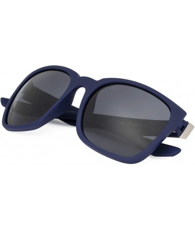 Square Mens Fashion Oversized Square Nylon Sunglasses 100% UV protection - Navyblue - CO18XULK2SH $36.13