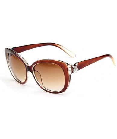 Aviator 2019 Fashion Flowers Sunglasses Women Brand Designer Sun Glasses Black Grey - Brown Brown - C618Y2NIN88 $17.38