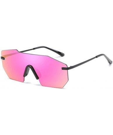Oversized Fashion Rimless Mirrored Sunglasses For Women Shades Oversized Eyewear - Pink - CN18E0IRNK9 $23.20