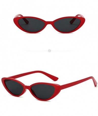 Round retro small round frame female cat glasses fashion luxury brand designer men's sunglasses - Red - CM1938D7E3D $10.15