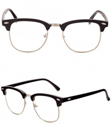 Round Genuine Semi Metal Quality Horn Rimmed Sunglasses Men Women Stylish UV400 - Black/Clear - C318EULUGYG $19.60