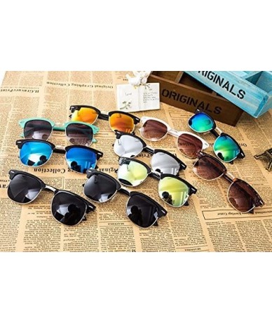 Round Genuine Semi Metal Quality Horn Rimmed Sunglasses Men Women Stylish UV400 - Black/Clear - C318EULUGYG $9.53