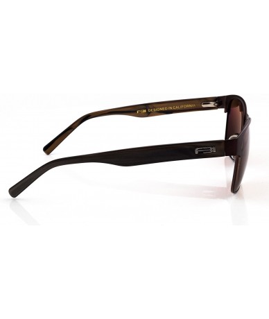 Rectangular Men's TAC Polarized Designer Sunglasses- 100% UV BLOCK- 14104 - Brown - CO12KSVBXKX $38.08
