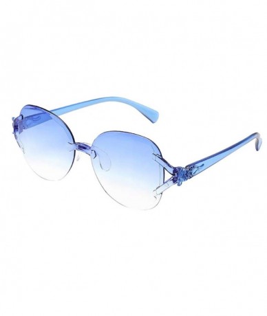 Wrap Sunglasses Frameless Multilateral Colorful Accessories - B - CC190HIY99Z $16.38