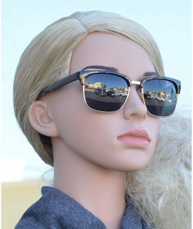 Rimless Polarized Semi Rimless Sunglasses for Men and Women - Retro Shades UV Protection - Black Gold + Smoke - C4188K98YDH $...