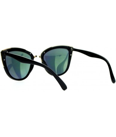 Oval Runway Fashion Metal Bridge Trim Oversized Cat Eye Sunglasses - Black Orange - CM12C4VMNL3 $9.46
