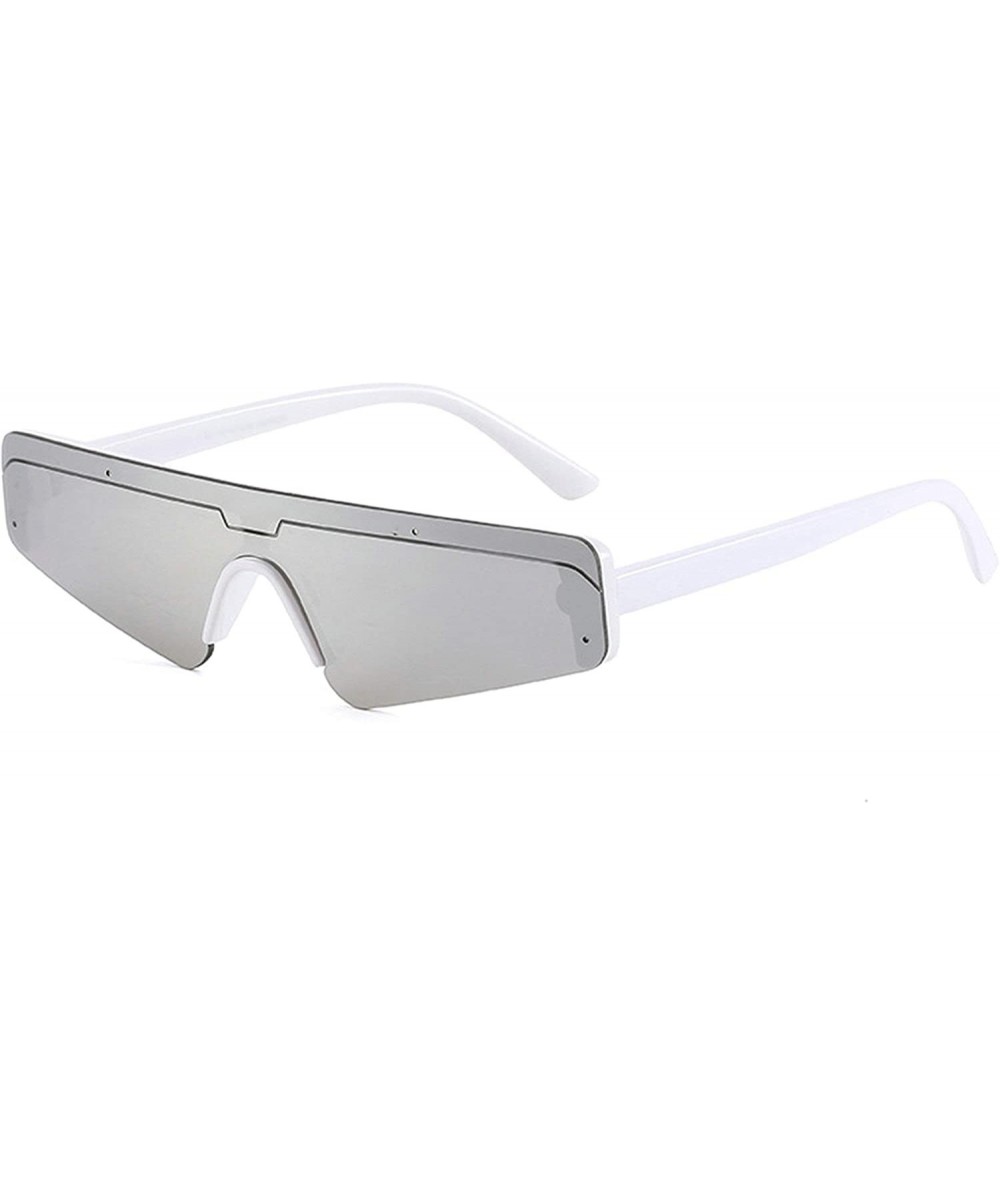 Oversized Sunglasses for Women PC UV400 Sun glasses - White Silver - CJ18SZSY6HI $12.22