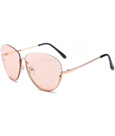 Semi-rimless Sunglasses Women Semi Rimless Oval Sun Glasses Frame Vintage Luxury Metal Eyewear - 2 - C918QYXXNCG $27.75