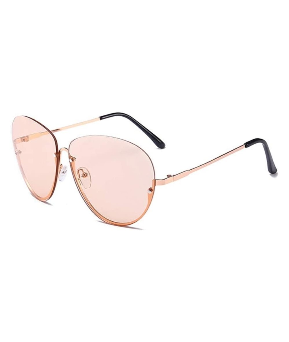 Semi-rimless Sunglasses Women Semi Rimless Oval Sun Glasses Frame Vintage Luxury Metal Eyewear - 2 - C918QYXXNCG $27.75