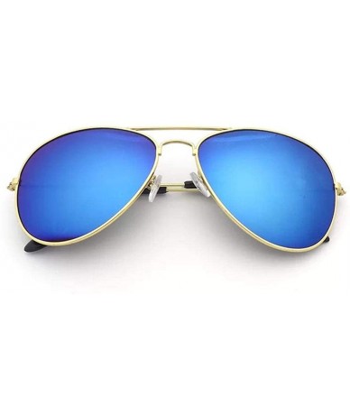 Goggle Fashion UV Protection Glasses Travel Goggles Outdoor Metal Frame Sunglasses Sunglasses - Gold Blue - CZ18Q0WY0RQ $17.55