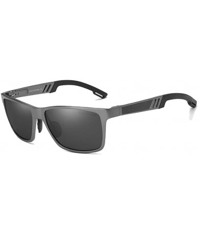 Aviator Genuine adjustable sunglasses rectangular men polarized UV400 Ultra light Al-Mg - Grey - CN18EQ65G9T $38.56