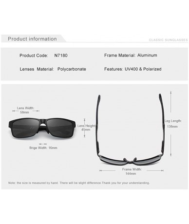 Aviator Genuine adjustable sunglasses rectangular men polarized UV400 Ultra light Al-Mg - Grey - CN18EQ65G9T $38.56
