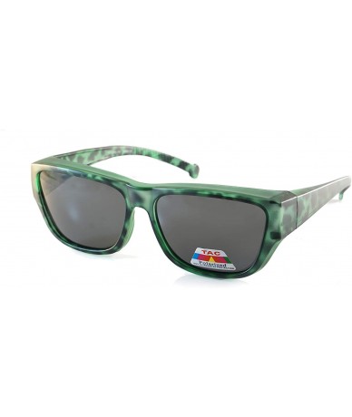 Wrap Unisex Large Polarized Matte Camo Print Fit-Over Rectangular Sunglasses P024 - Green - CR18M4ELXIY $13.10