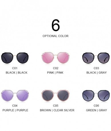 Oval DESIGN Women Luxury Brand Oval Polarized Sunglasses Ladies Fashion C01 Black - C01 Black - C318XHG7RED $16.40