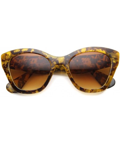 Cat Eye Womens Modern Chic Block Tortoise Bold Chunky Cat Eye Sunglasses 55mm - Brown / Amber - CL124K973D5 $9.26
